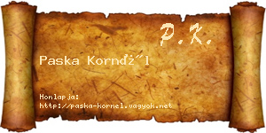 Paska Kornél névjegykártya